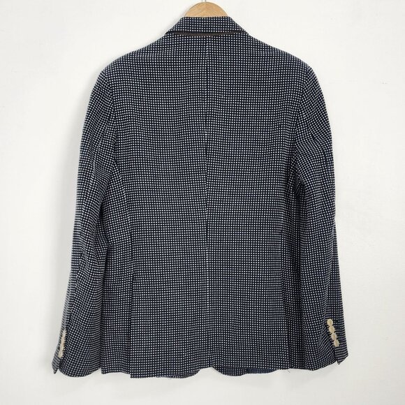 Navy & White Gingham Check Blazer Jacket - Picture 2 of 16